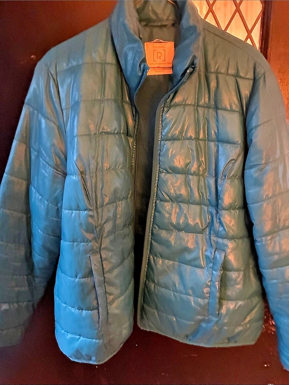 Women’s Y2K Teal Puffer Jacket Light weight XL